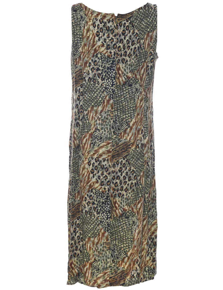 Animal Print Shift Dress - L
