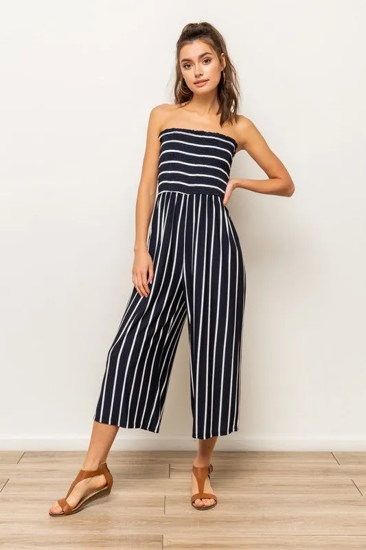 Annabelle Smocked Striped Jumpsuit