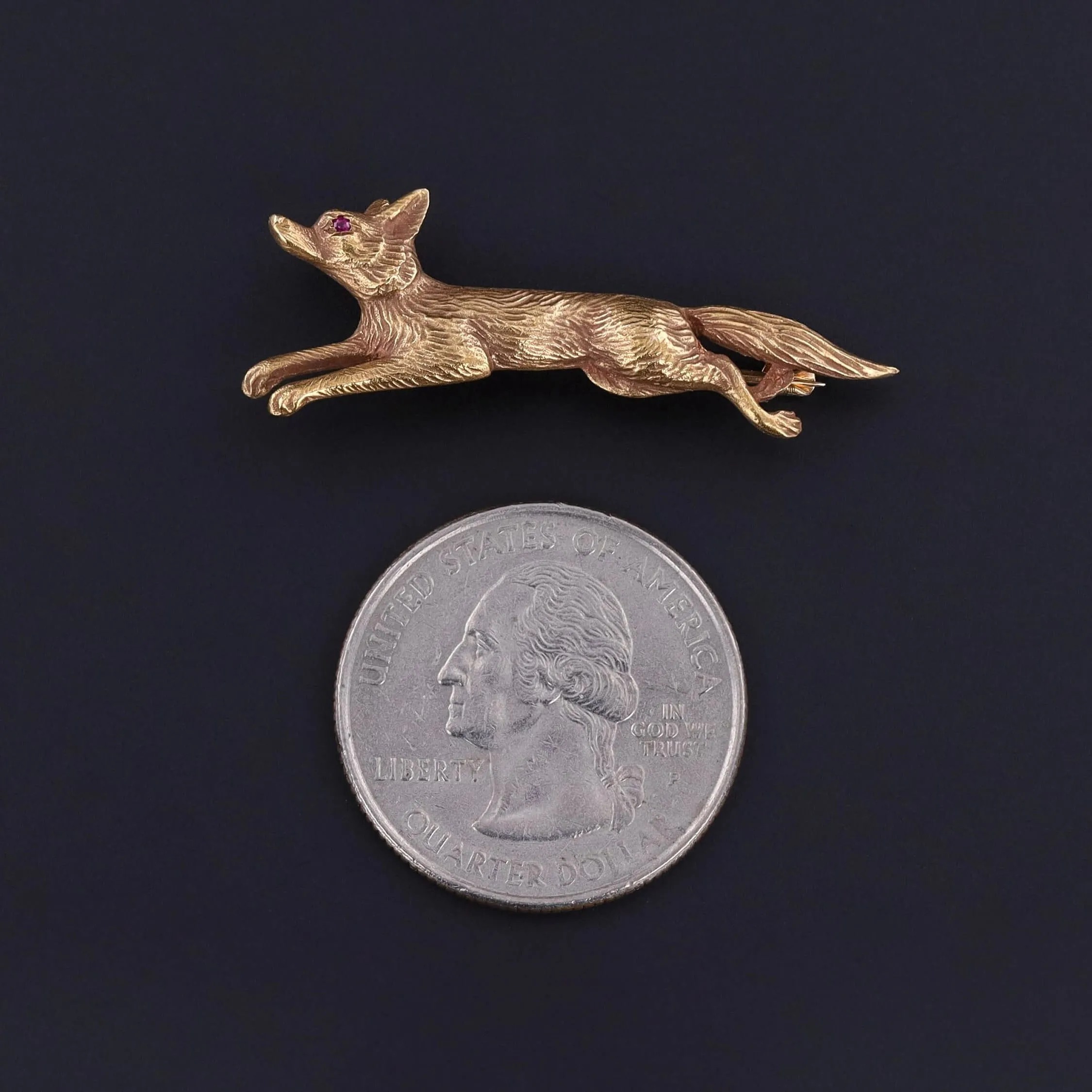 Antique Fox Brooch of 14k Gold