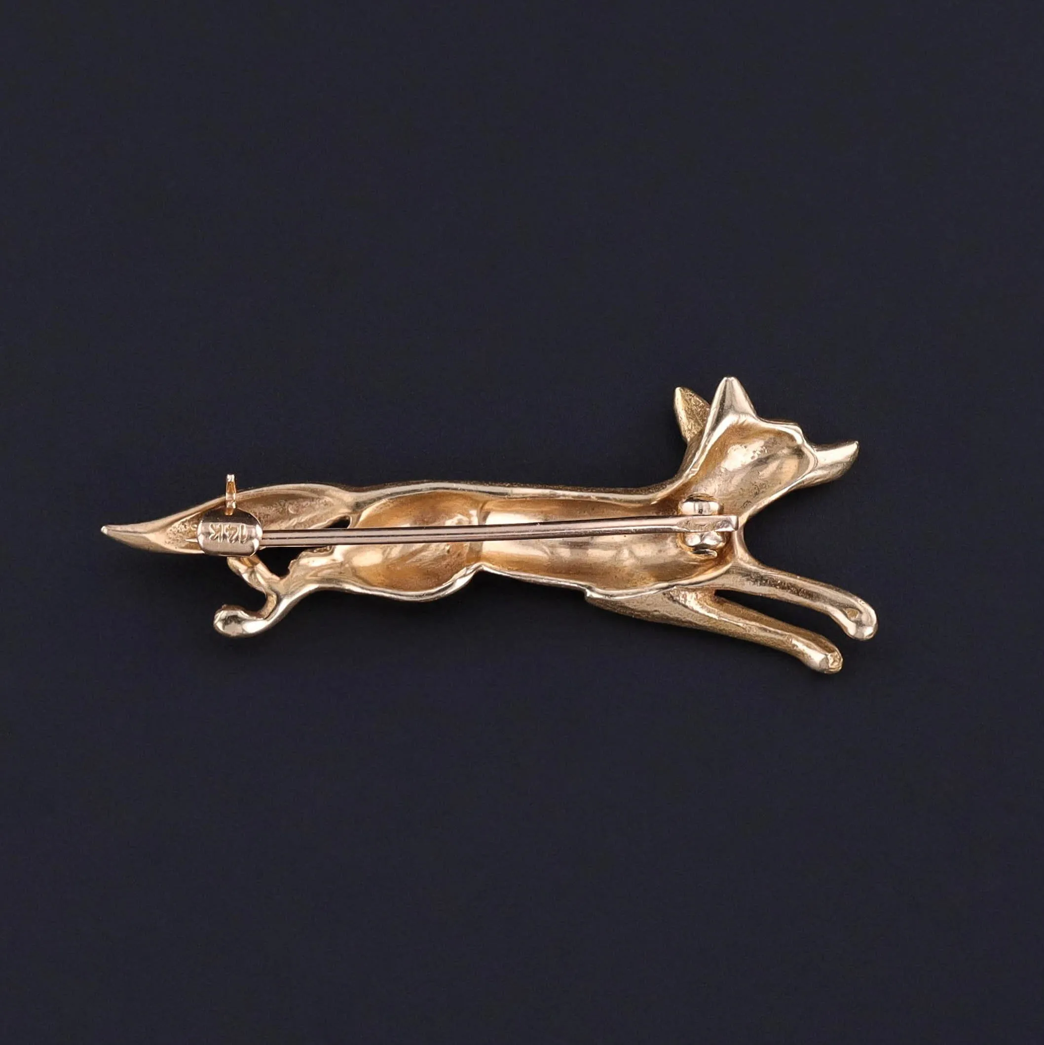 Antique Fox Brooch of 14k Gold