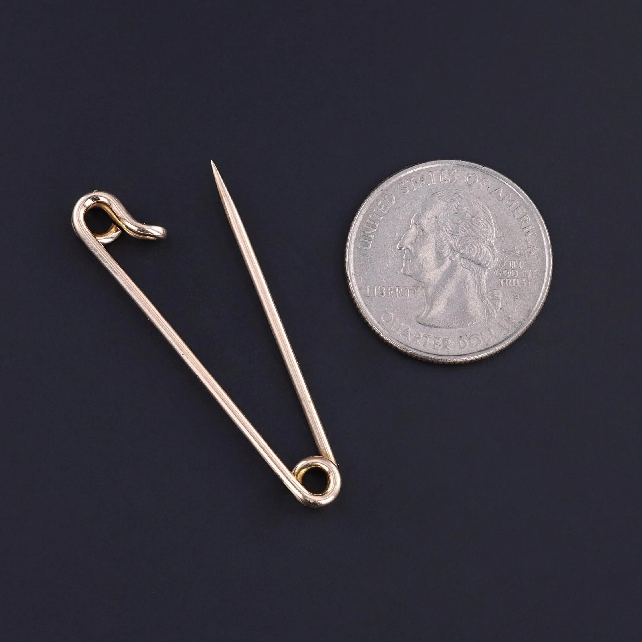 Antique Safety Pin Charm Holder of 14k Gold