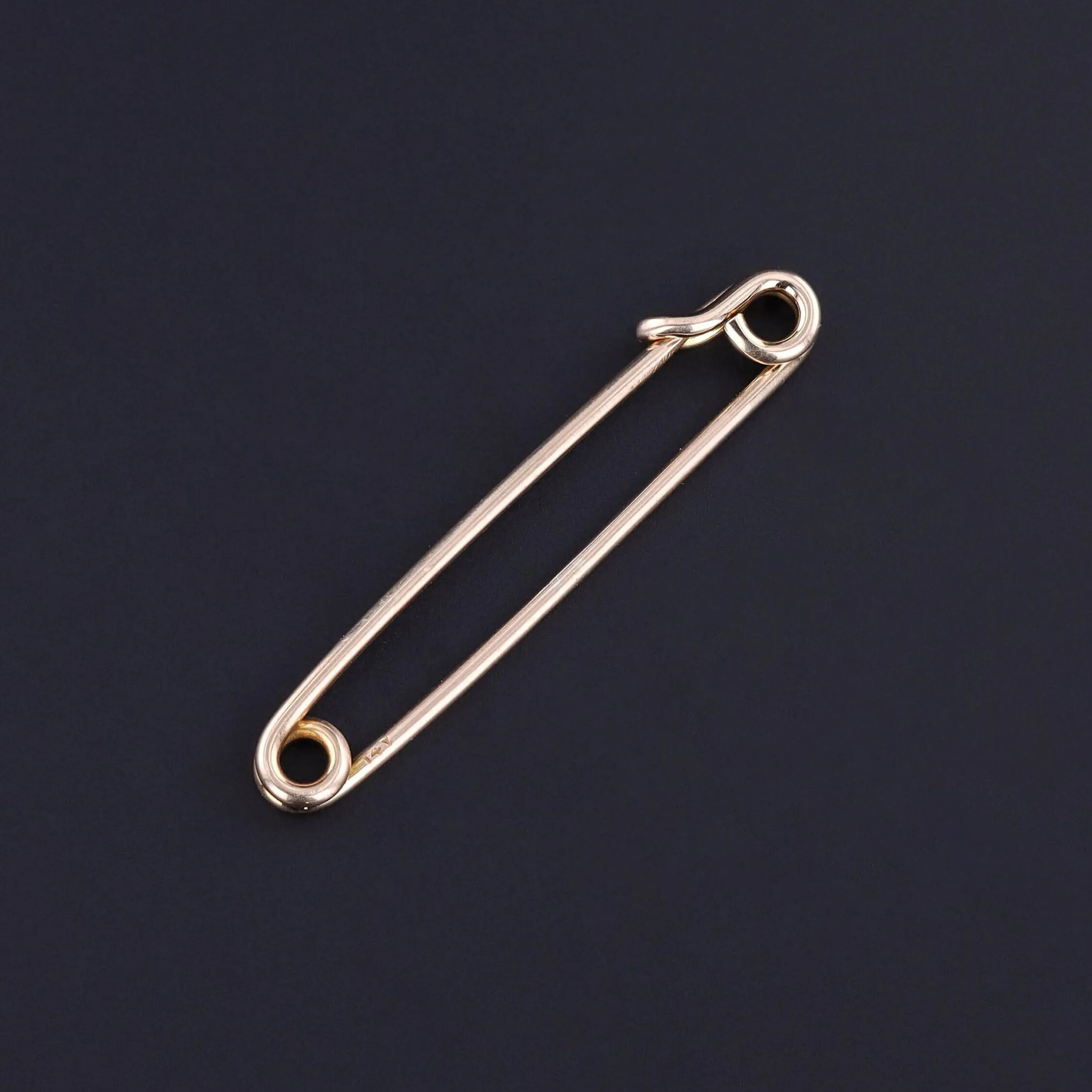 Antique Safety Pin Charm Holder of 14k Gold