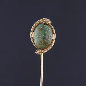 Antique Turquoise Snake Stickpin of 10k Gold