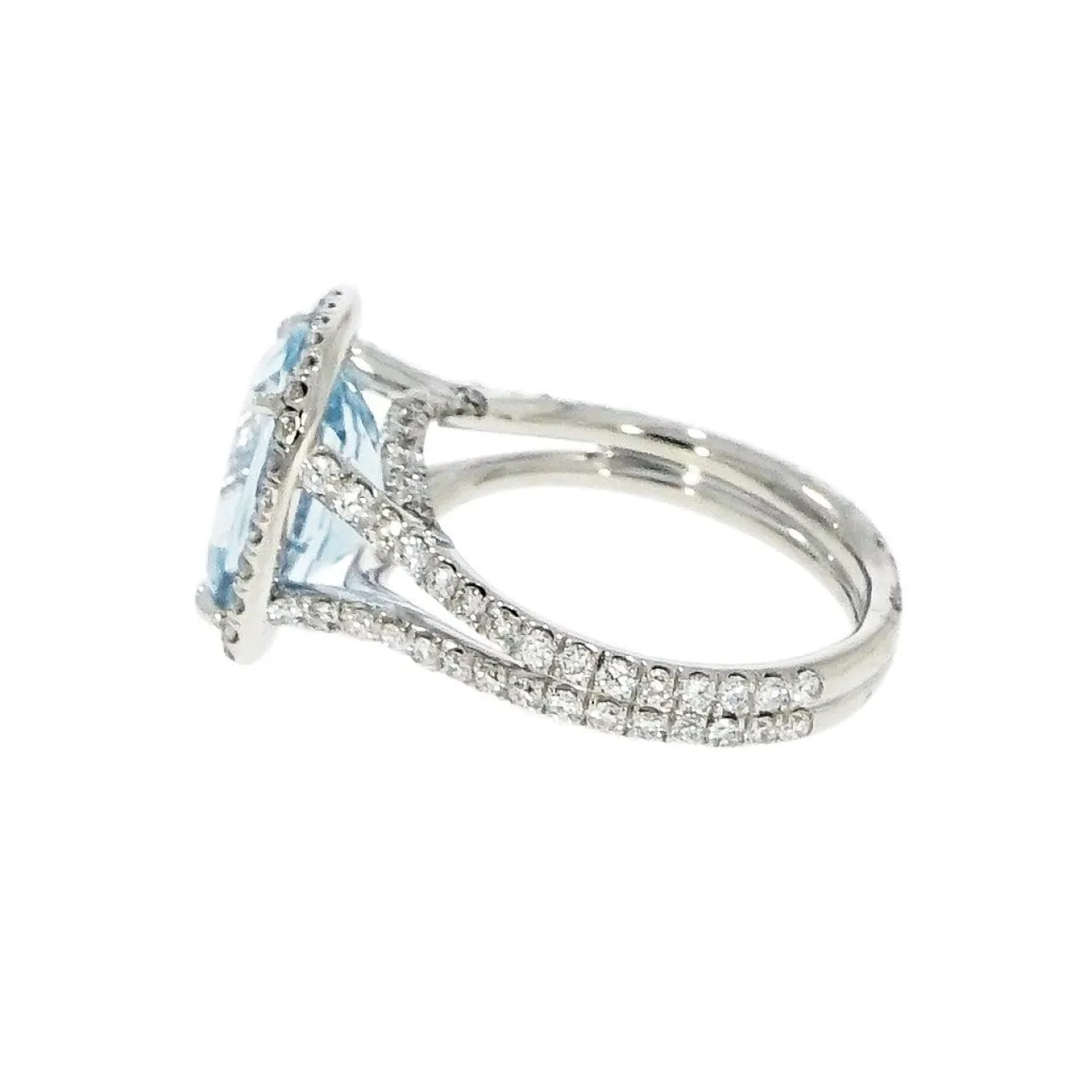 Aquamarine and Diamond Platinum Cocktail Ring