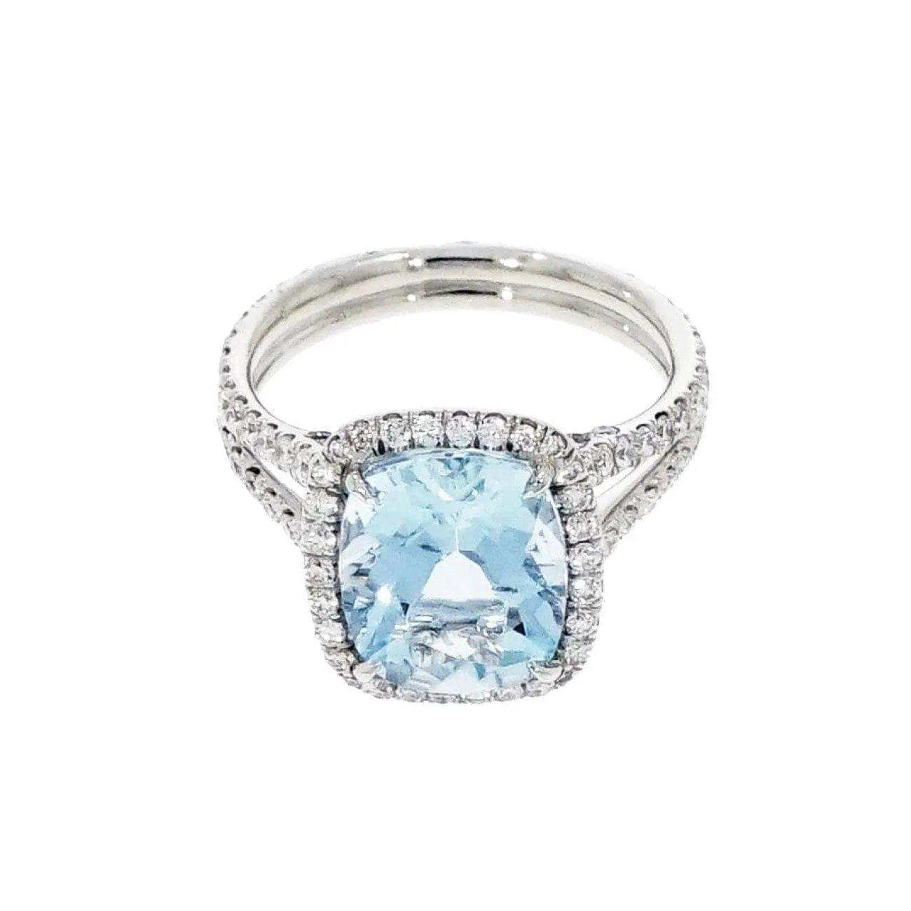 Aquamarine and Diamond Platinum Cocktail Ring