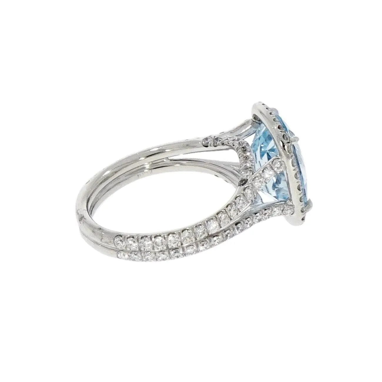 Aquamarine and Diamond Platinum Cocktail Ring