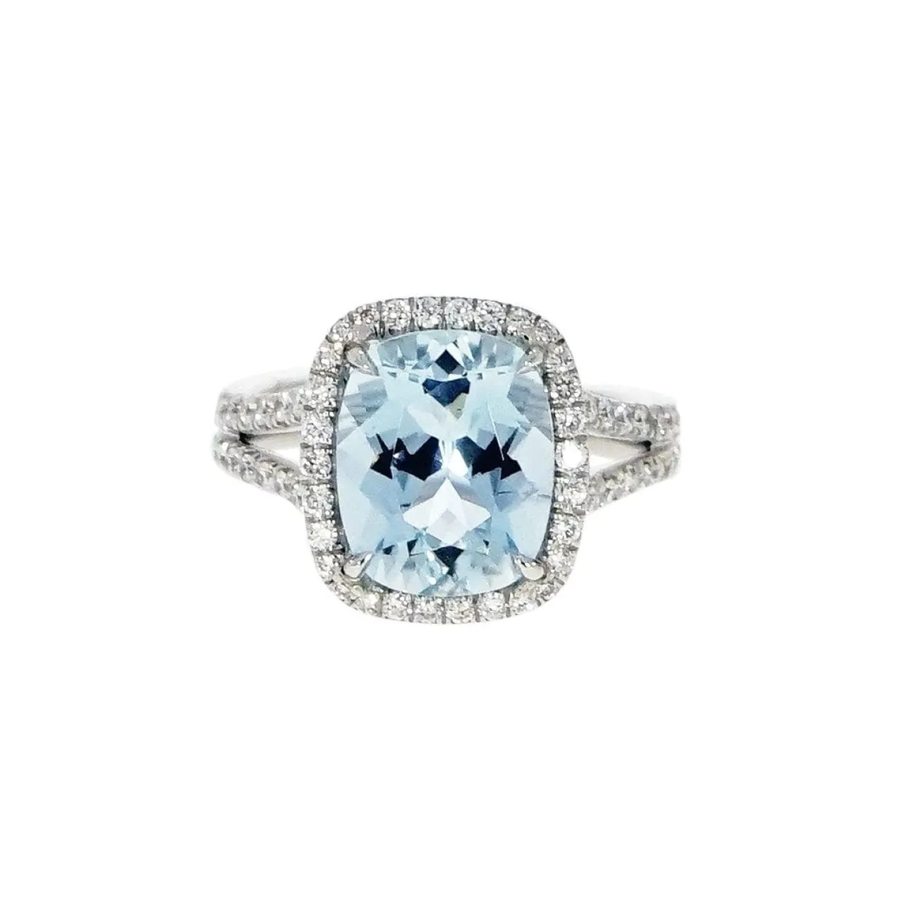 Aquamarine and Diamond Platinum Cocktail Ring