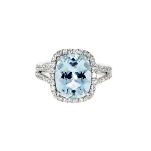 Aquamarine and Diamond Platinum Cocktail Ring
