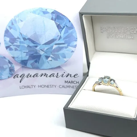 Aquamarine Trilogy Ring - Elizabeth Birthstone collection