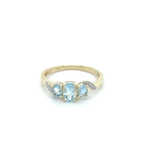 Aquamarine Trilogy Ring - Elizabeth Birthstone collection