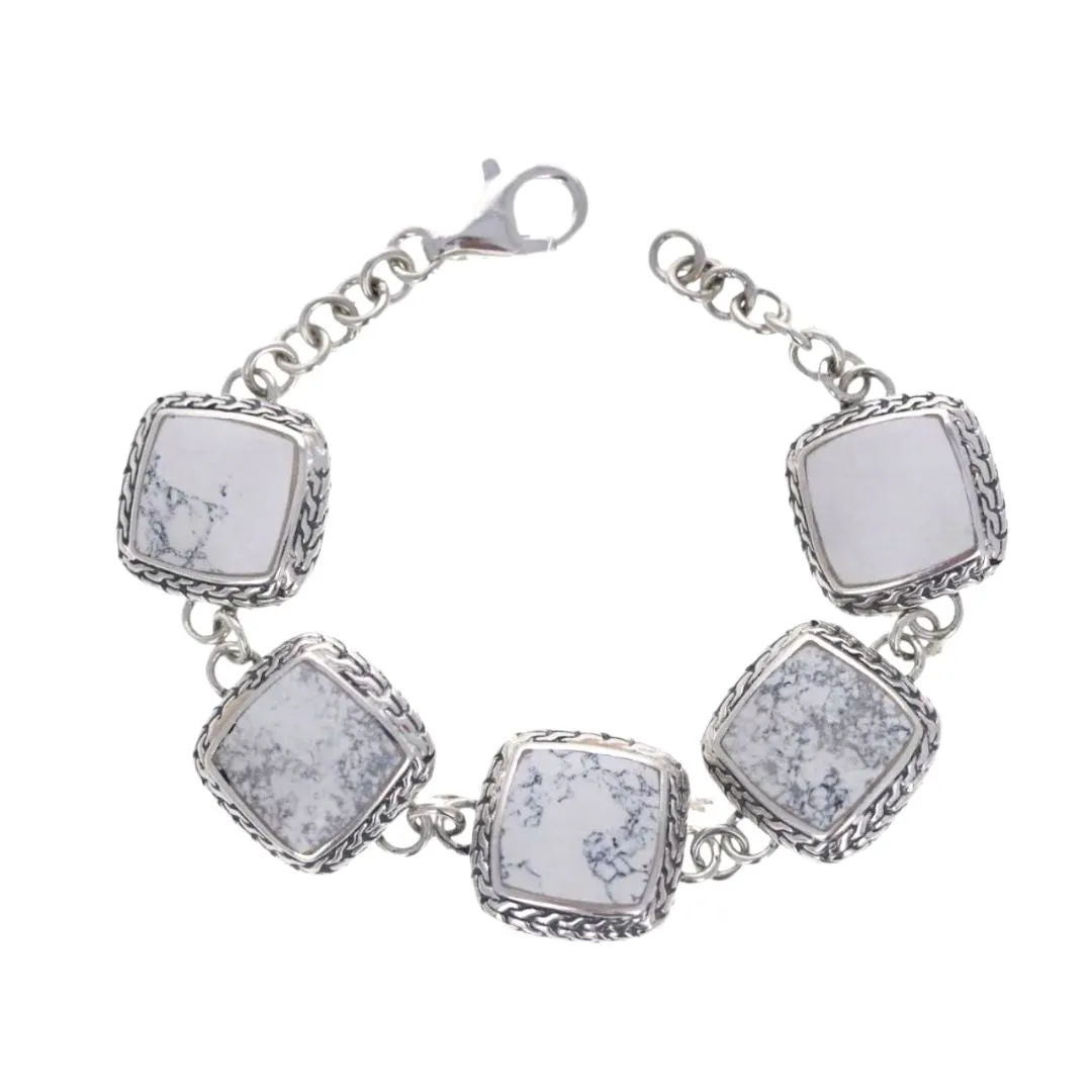 Assorted Stone Woven Link Bracelet