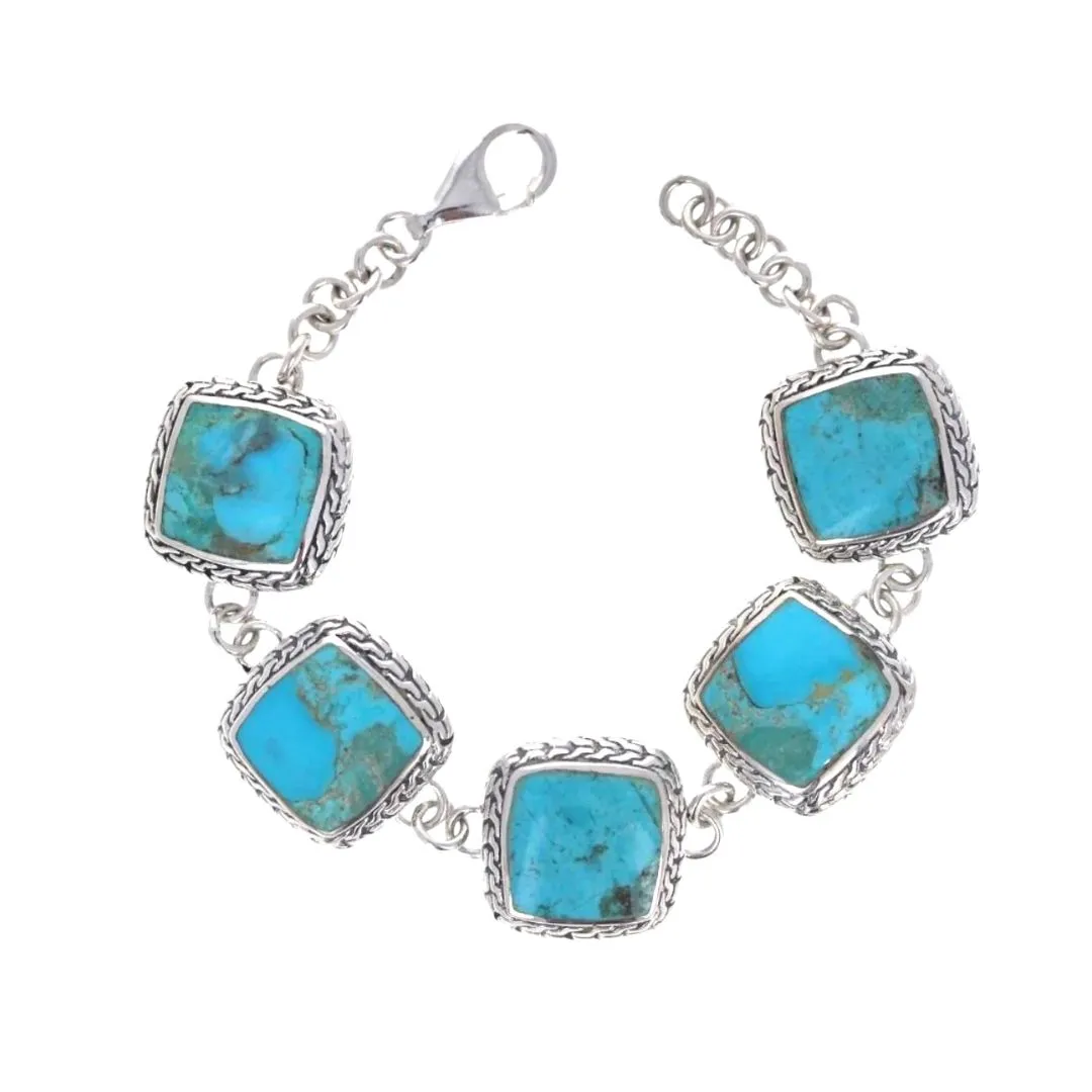 Assorted Stone Woven Link Bracelet