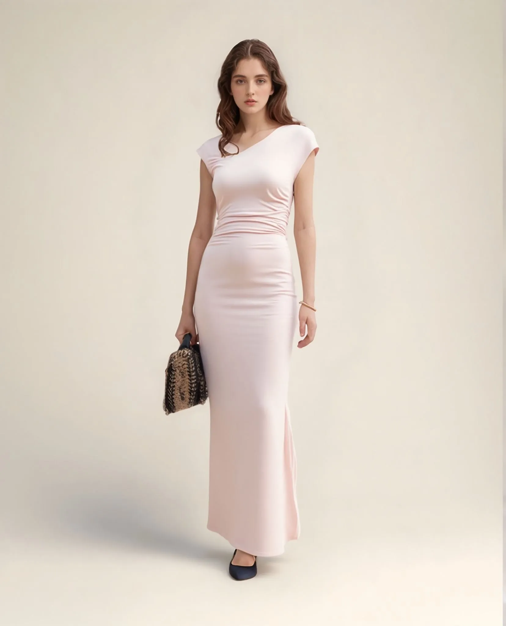 Assymetric Neck Bodycon Maxi