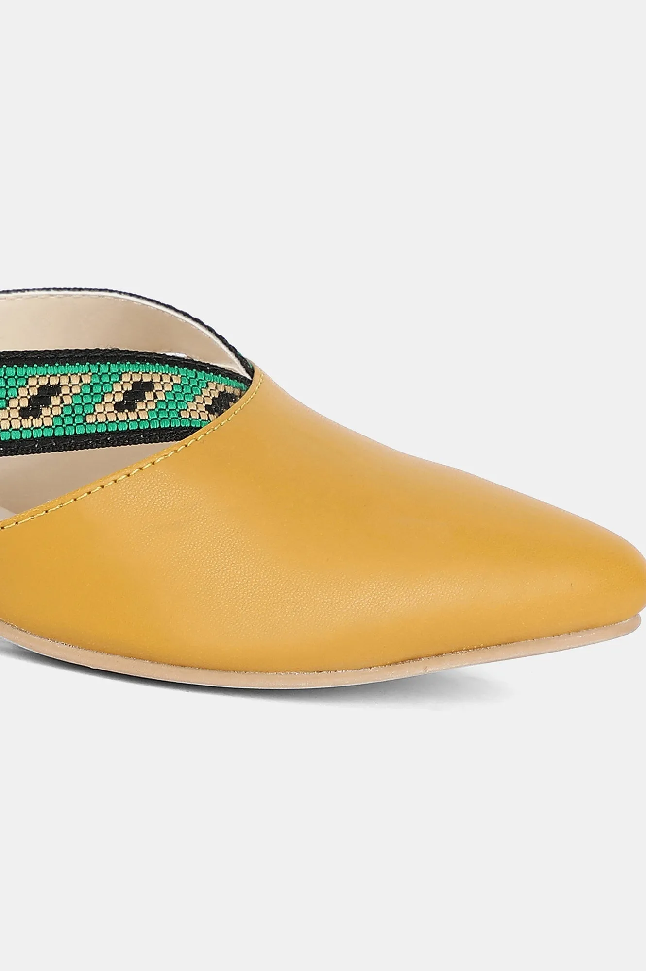 Aurelia Mustard Pointed Toe Colourblocked Kitten Heel - ZChristie