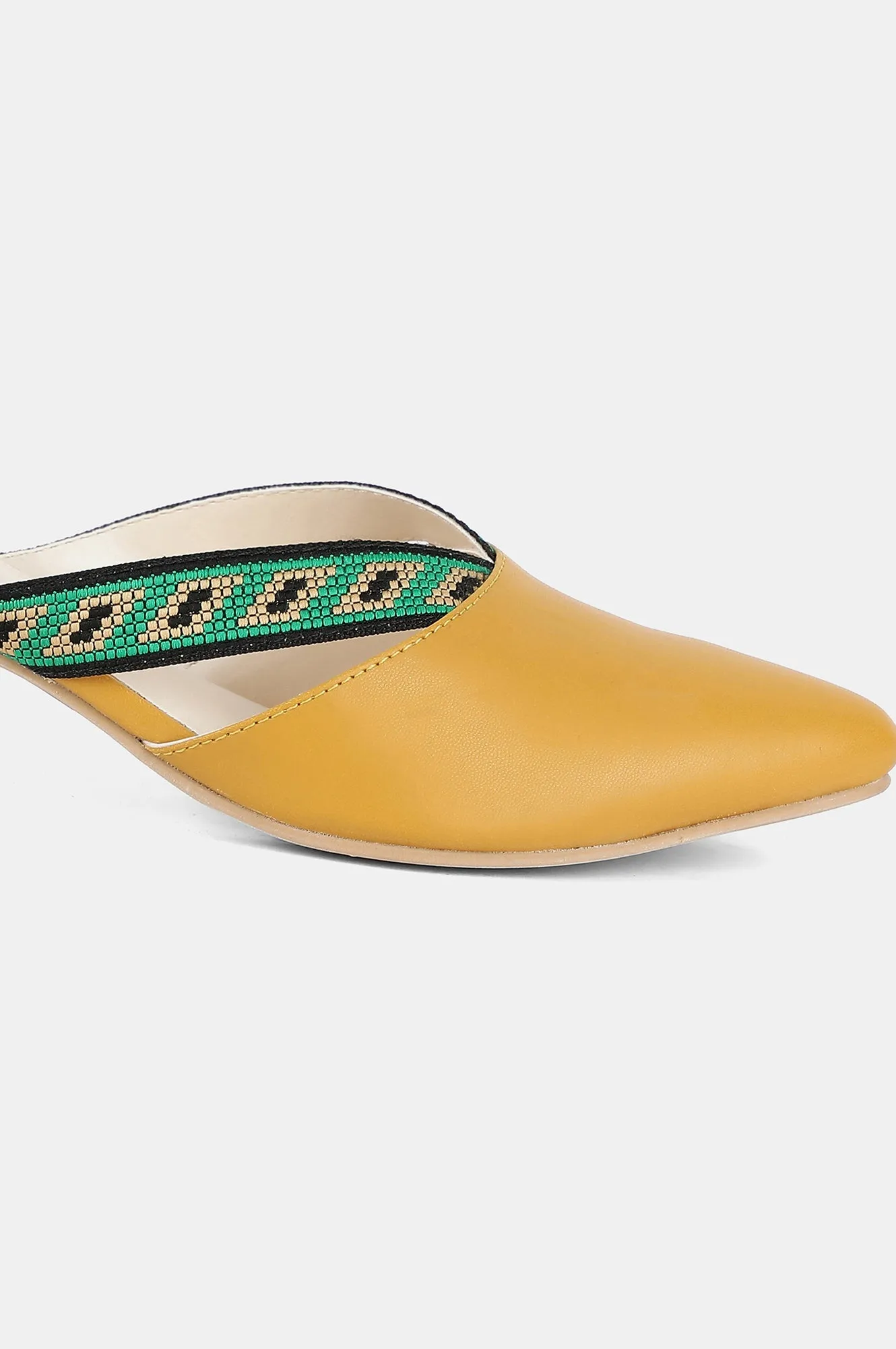 Aurelia Mustard Pointed Toe Colourblocked Kitten Heel - ZChristie