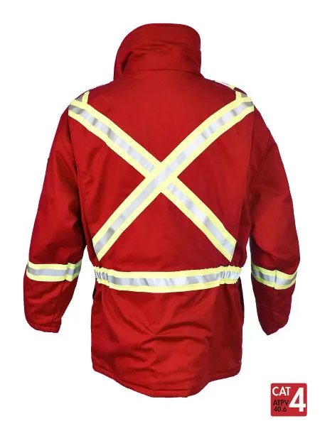 Avenger 9 oz Insulated Parka for Men - Red Cold-Weather Jacket with Detachable Hood & Adjustable Cuffs, Ideal for Winter Wear