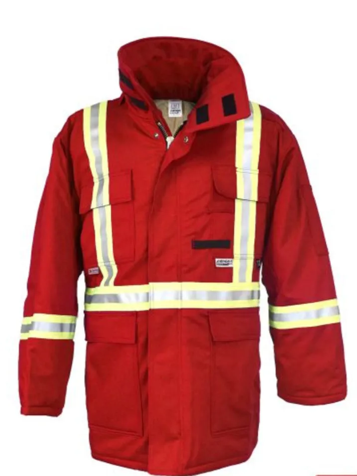 Avenger 9 oz Insulated Parka for Men - Red Cold-Weather Jacket with Detachable Hood & Adjustable Cuffs, Ideal for Winter Wear