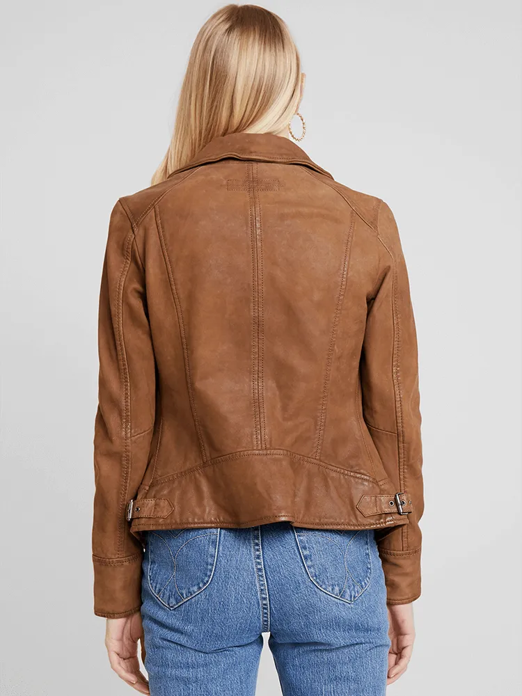 Aviva Wool Collared Leather Jacket