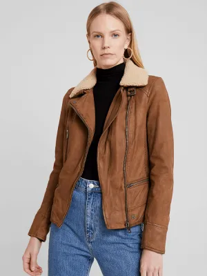 Aviva Wool Collared Leather Jacket
