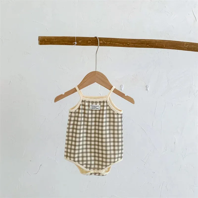 Baby Sleeveless Plaid Jumpsuits