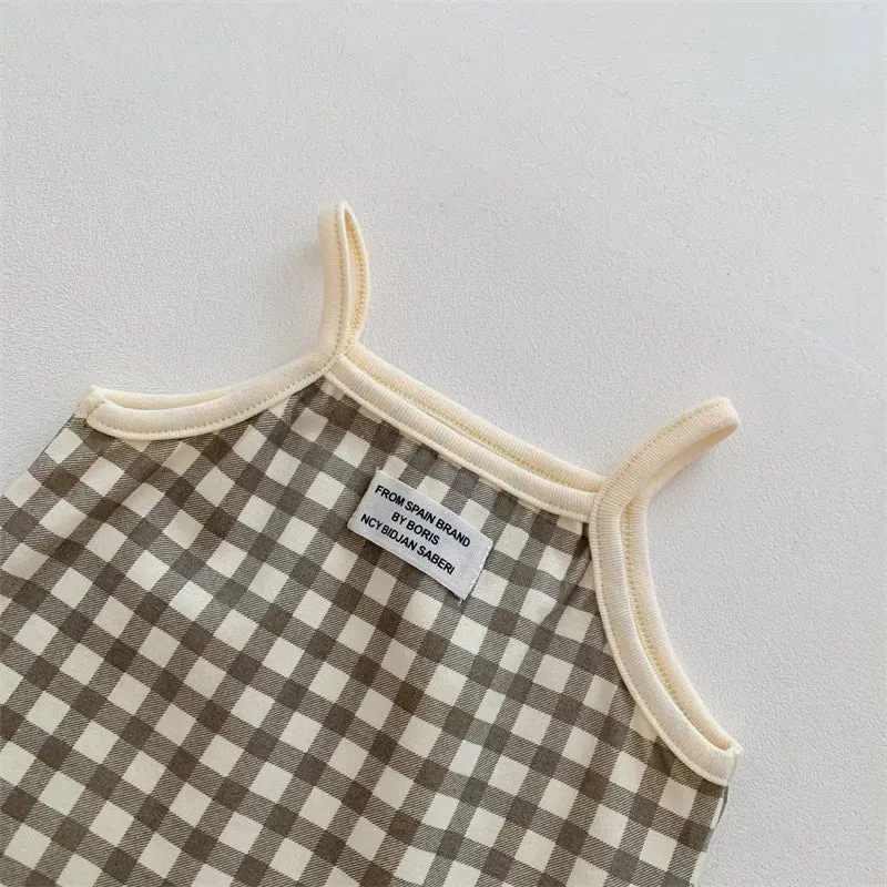 Baby Sleeveless Plaid Jumpsuits