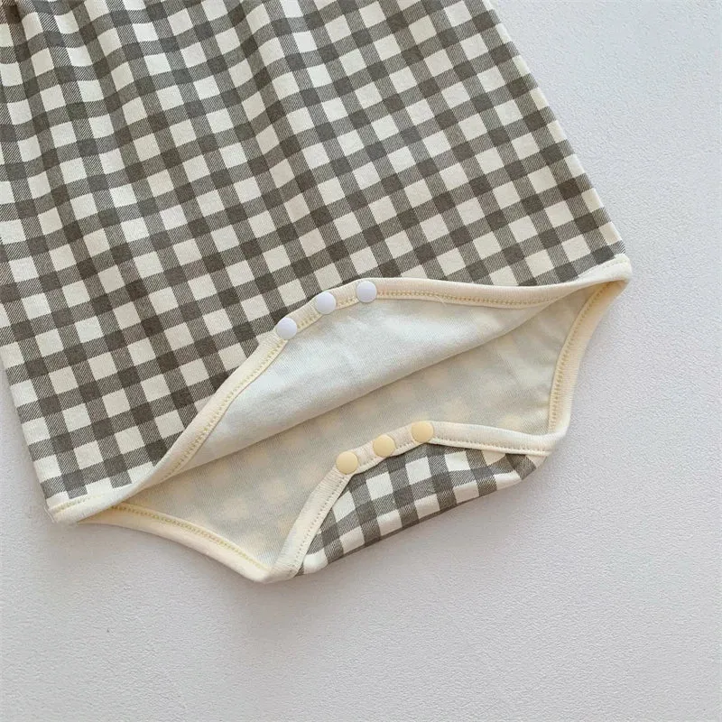 Baby Sleeveless Plaid Jumpsuits