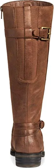 BareTraps Womens Alysha Faux Leather Wide Calf Riding Boots Brown 5 Medium (B,M)