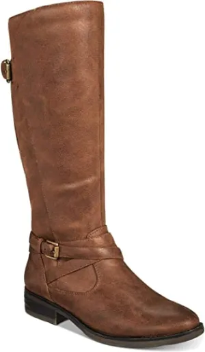BareTraps Womens Alysha Faux Leather Wide Calf Riding Boots Brown 5 Medium (B,M)