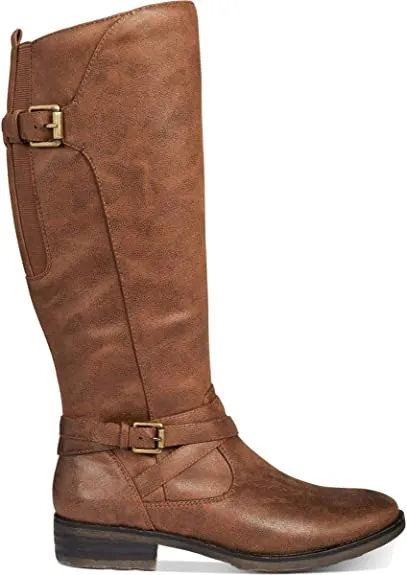 BareTraps Womens Alysha Faux Leather Wide Calf Riding Boots Brown 5 Medium (B,M)