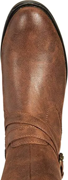 BareTraps Womens Alysha Faux Leather Wide Calf Riding Boots Brown 5 Medium (B,M)