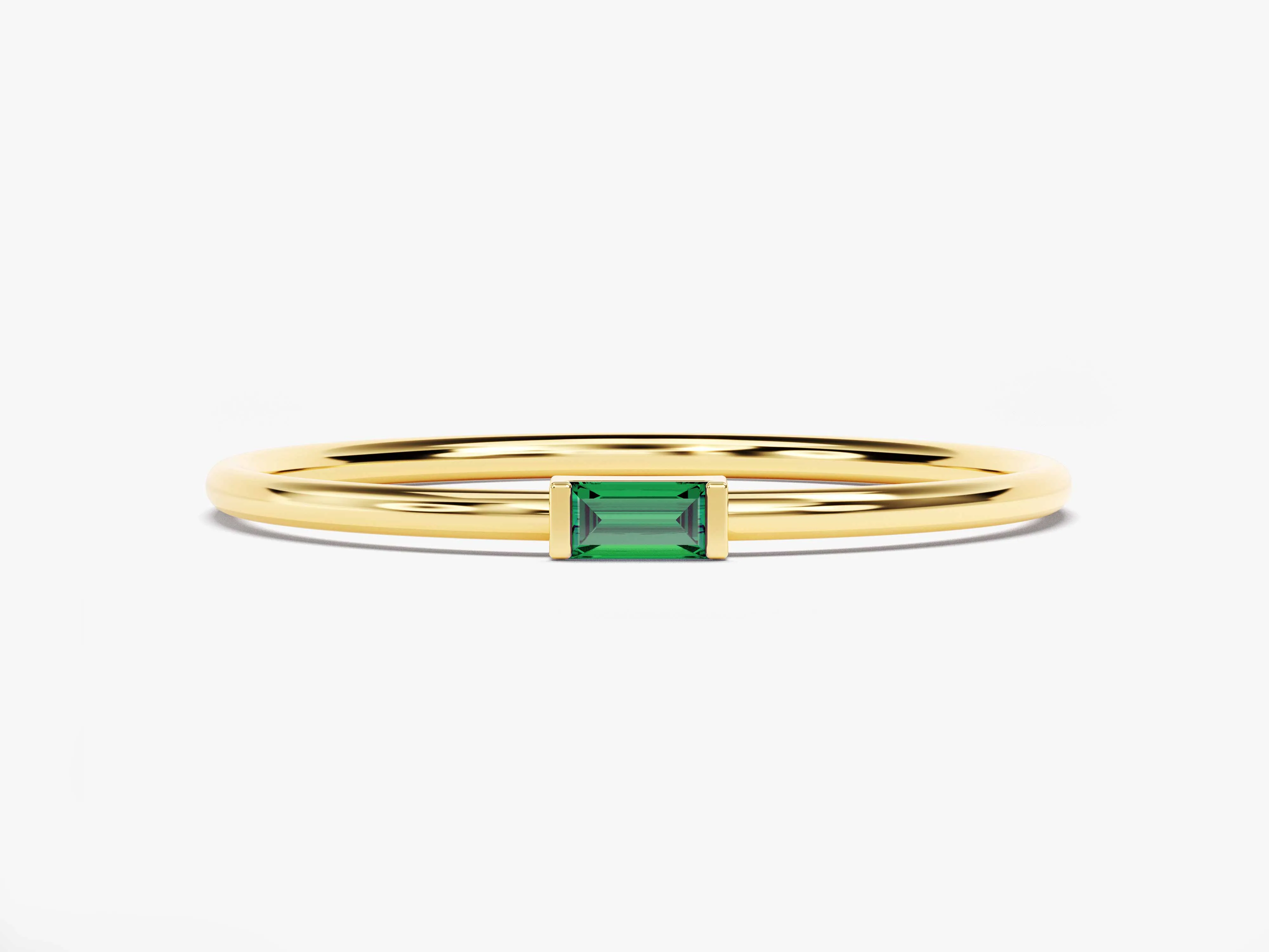 Bezel Set Baguette Birthstone Ring in 14k Solid Gold