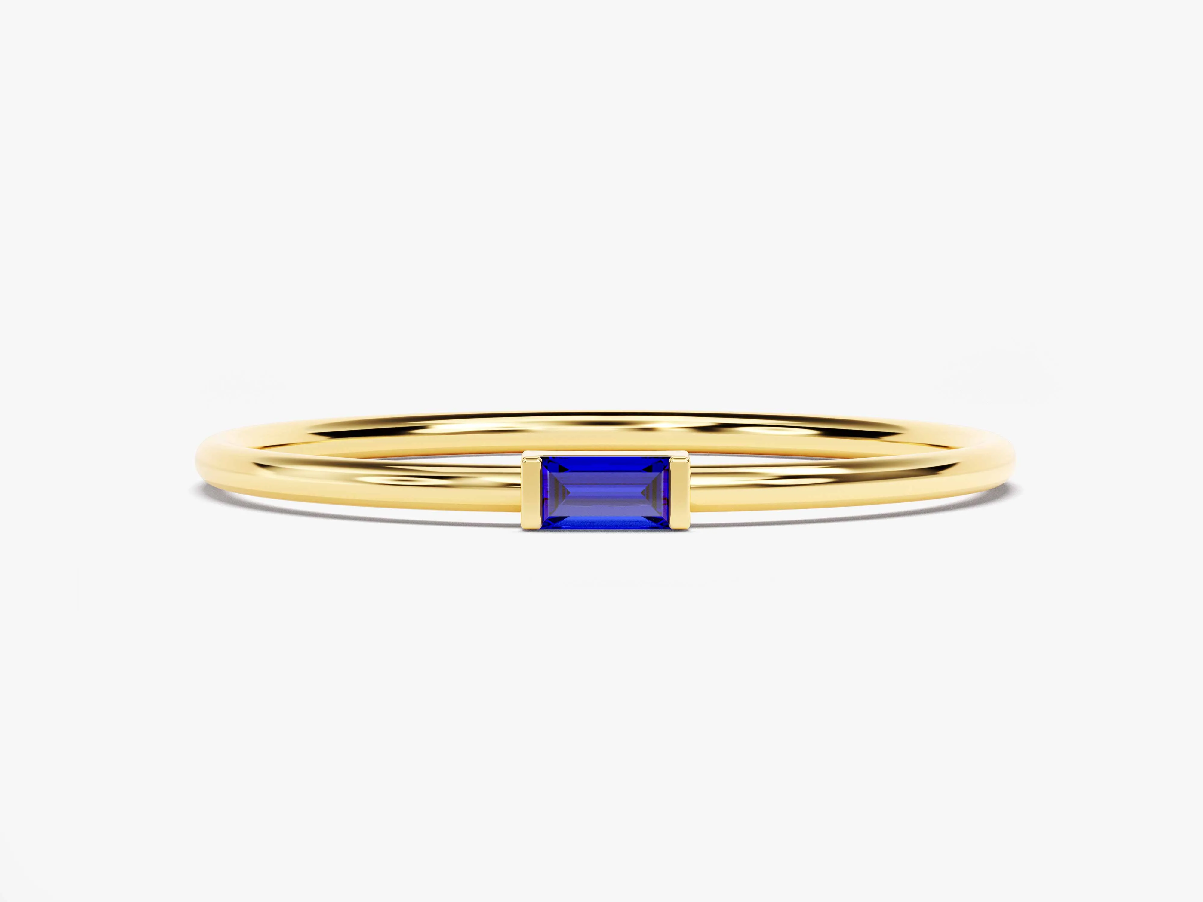 Bezel Set Baguette Birthstone Ring in 14k Solid Gold