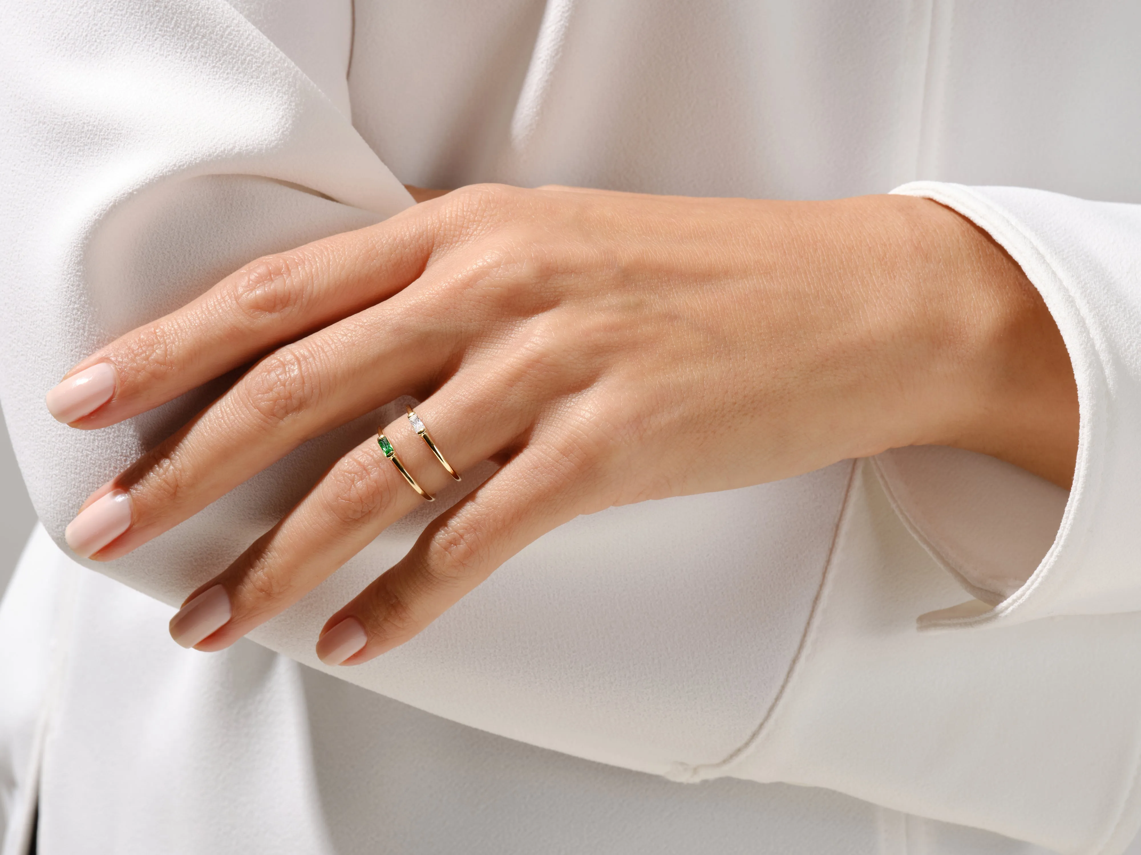 Bezel Set Baguette Birthstone Ring in 14k Solid Gold