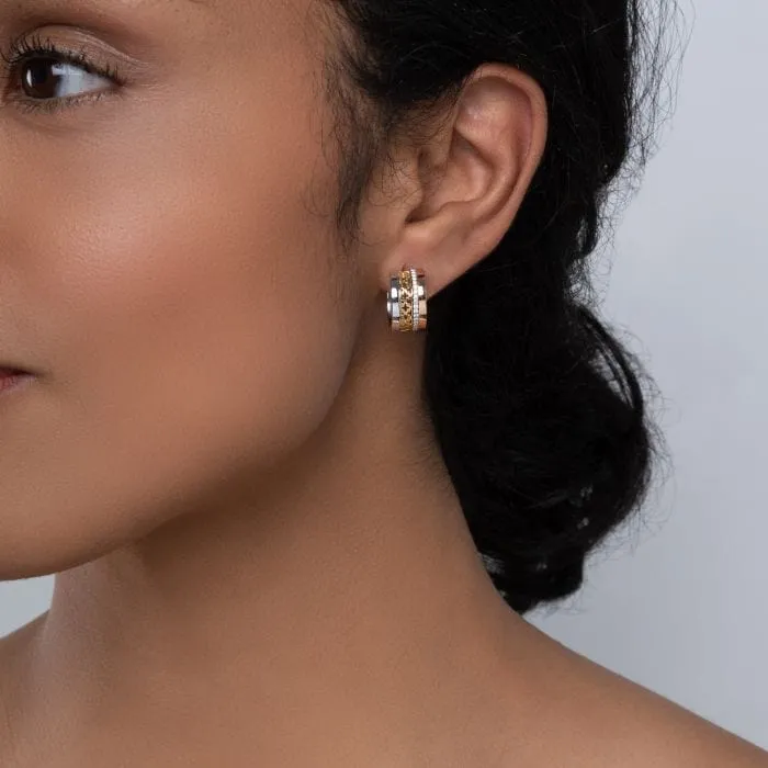 Birks Dare to Dream Diamond Tri-Gold Huggie Earrings