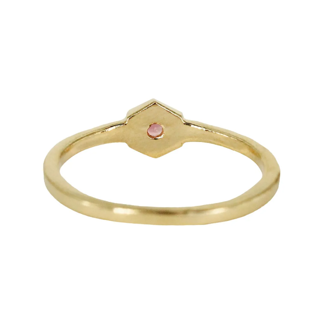 Birthstone Hexagon Ring - Pink Tourmaline - October