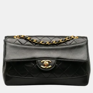 Black CC Matelasse Lambskin Flap Crossbody Bag
