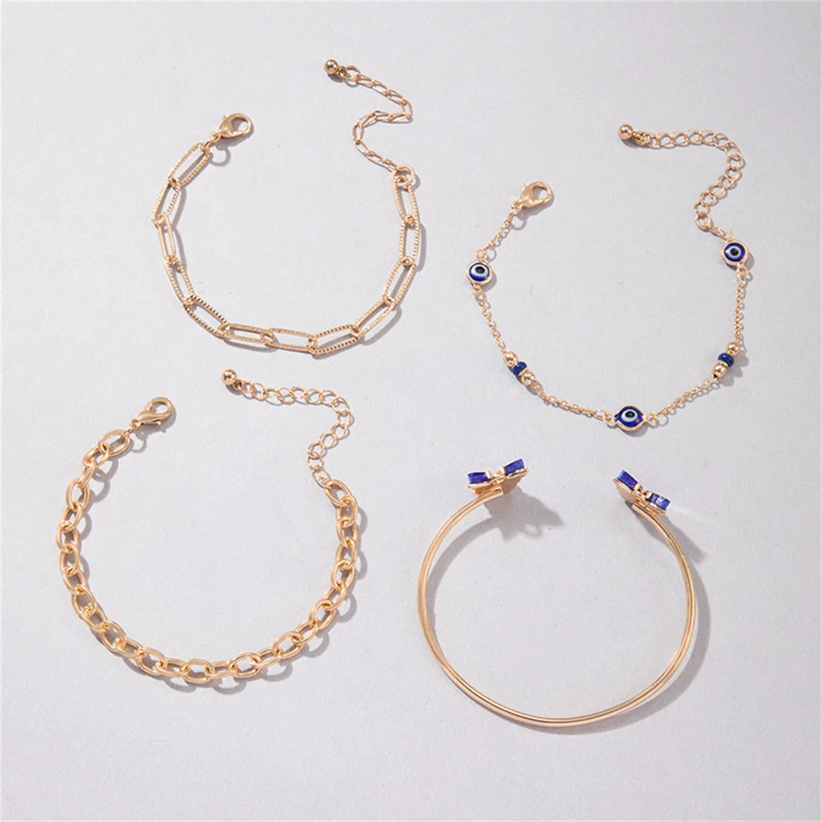 Blue Acrylic & 18K Gold-Plated Butterfly Cuff Bracelet Set
