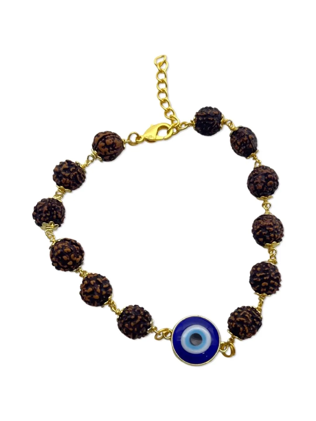 Blue Color Evil Eye Mens Rudraksha Bracelet