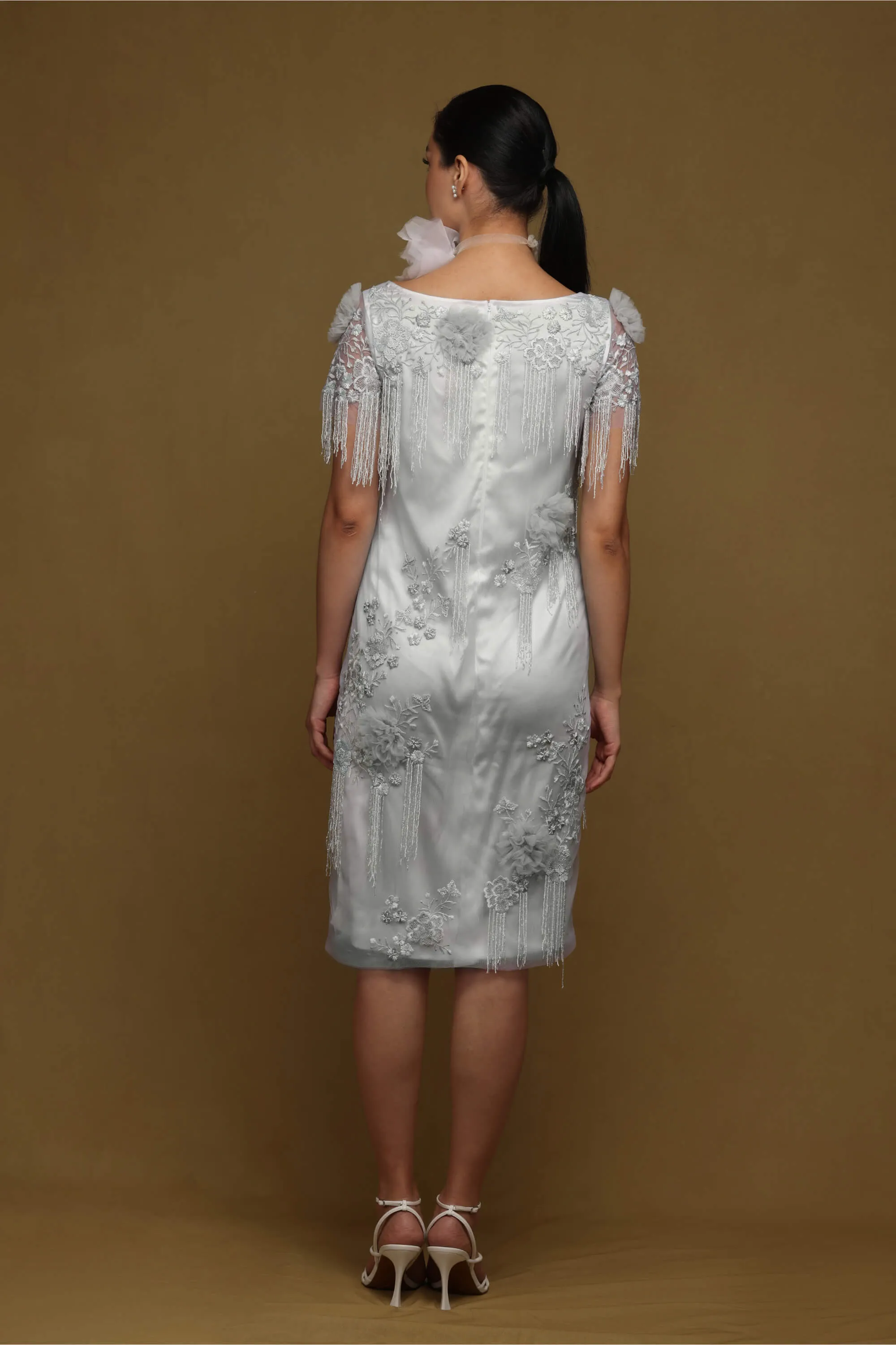 Blue gray floral shift dress