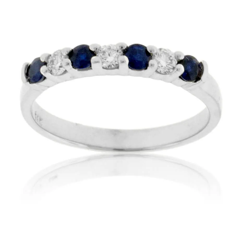 Blue Sapphire & Diamond Alternating Ring