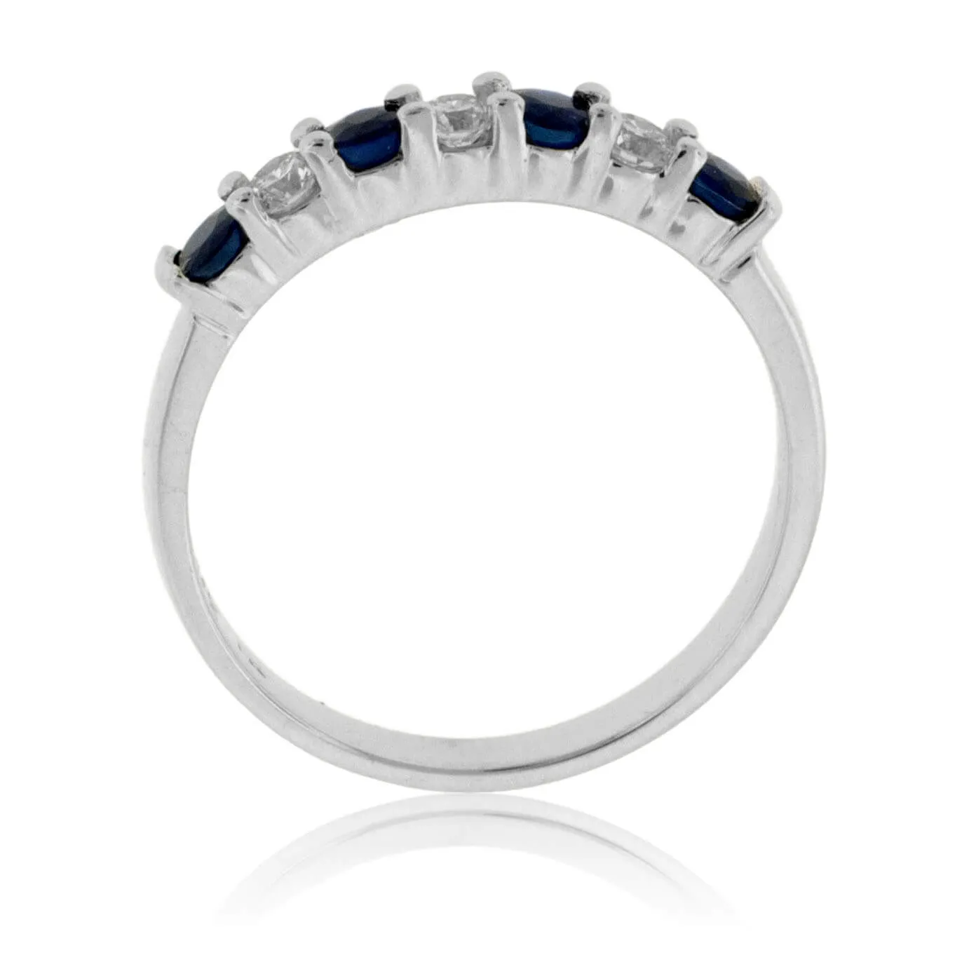 Blue Sapphire & Diamond Alternating Ring