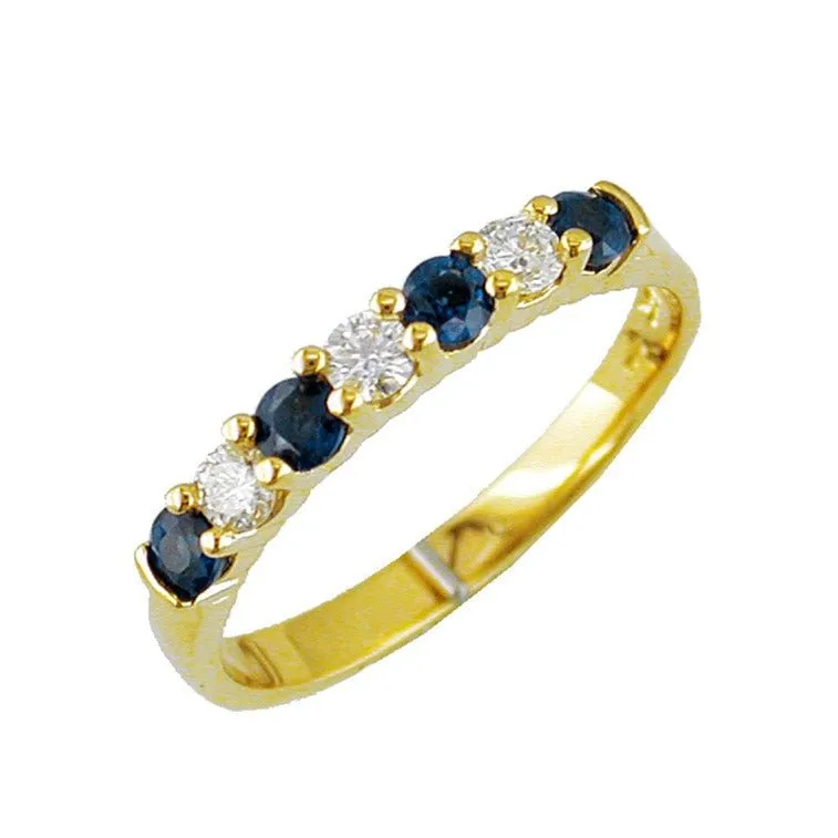Blue Sapphire & Diamond Alternating Ring