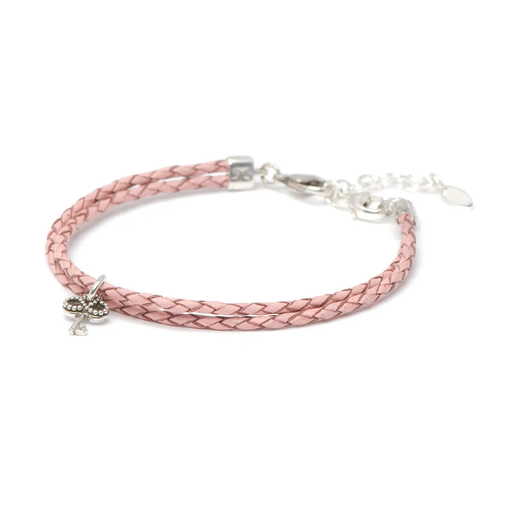 Bracelet Leather Braided - Blush, S (5.5-7inch/14-18cm)