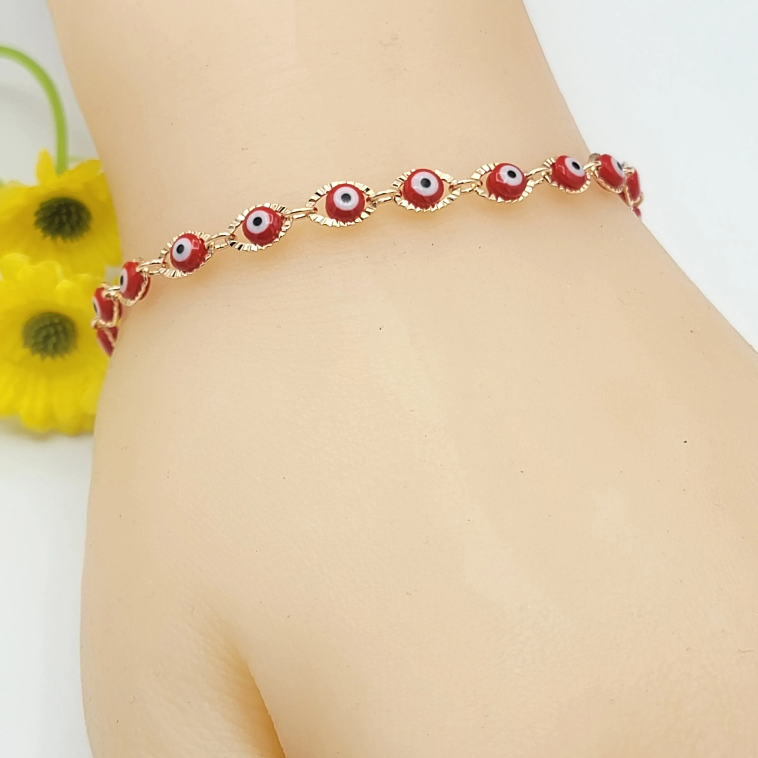 Bracelets - 18K Gold Plated. Red Eyes *Premium Q*