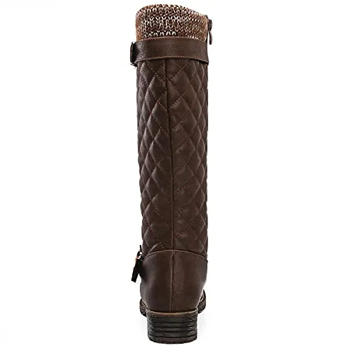 Brown Quilted Riding Boots