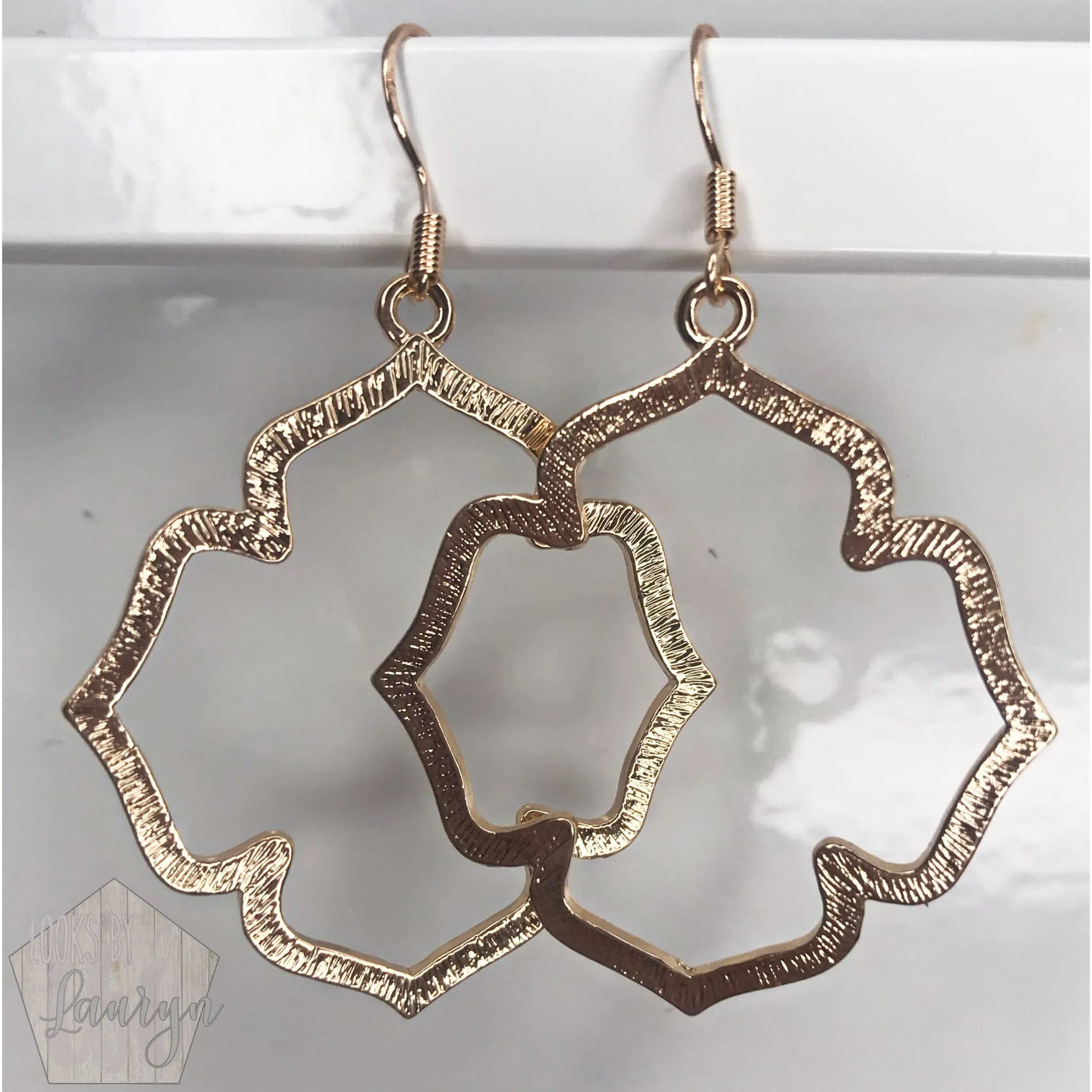 Brushed Gold Quatrefoil Earrings