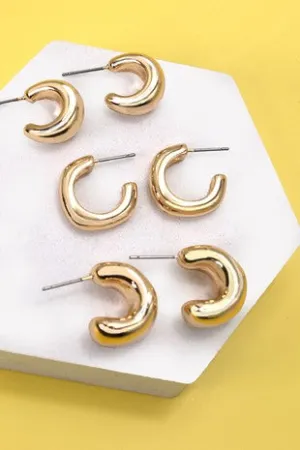 Bubbly Mini Huggie Hoop Trio Earrings