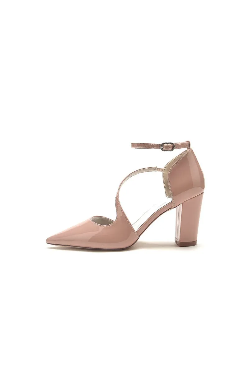 Burgundy Mary Jane Heels with Chunky