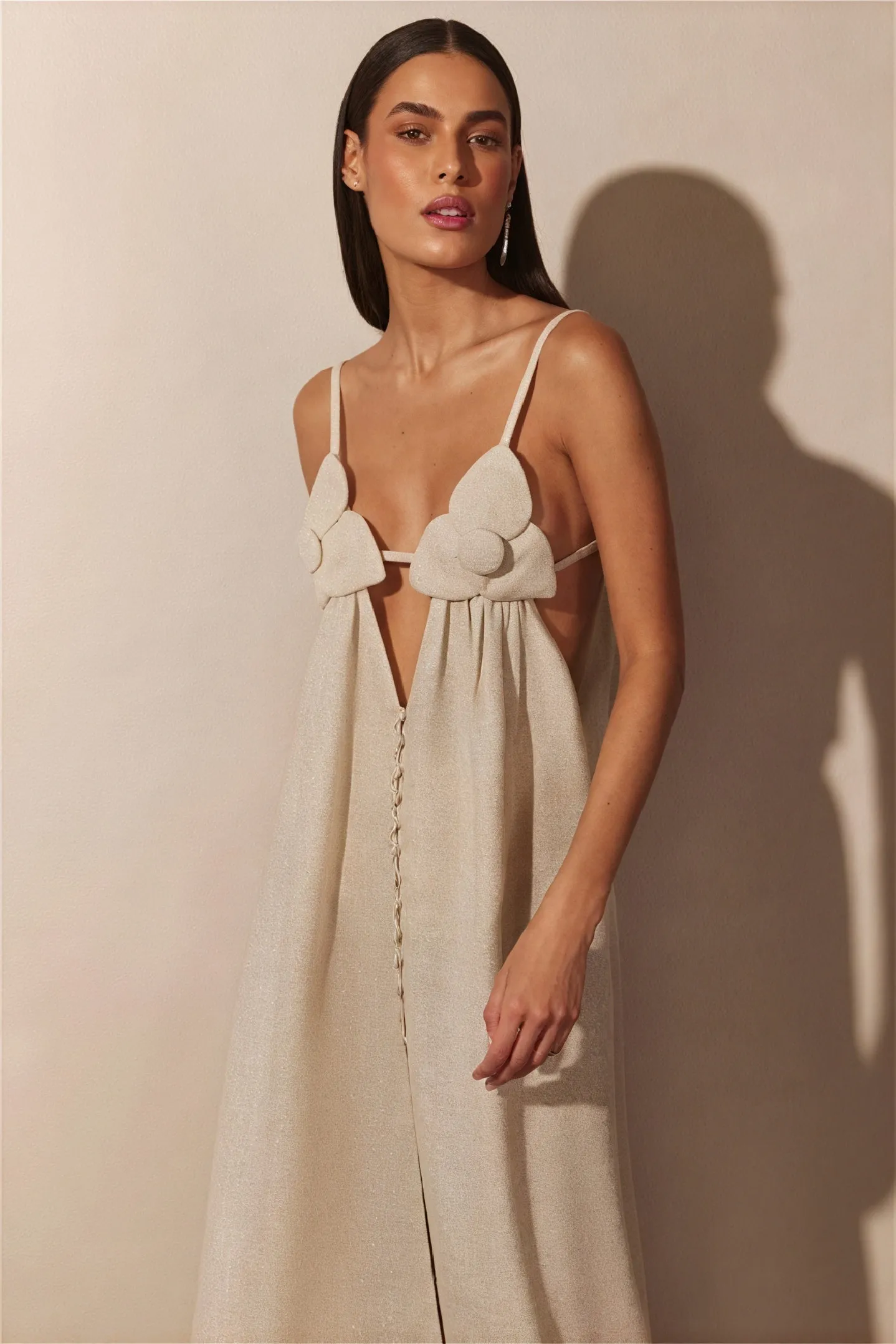 Button-Down Maxi Dress with Floral Detail