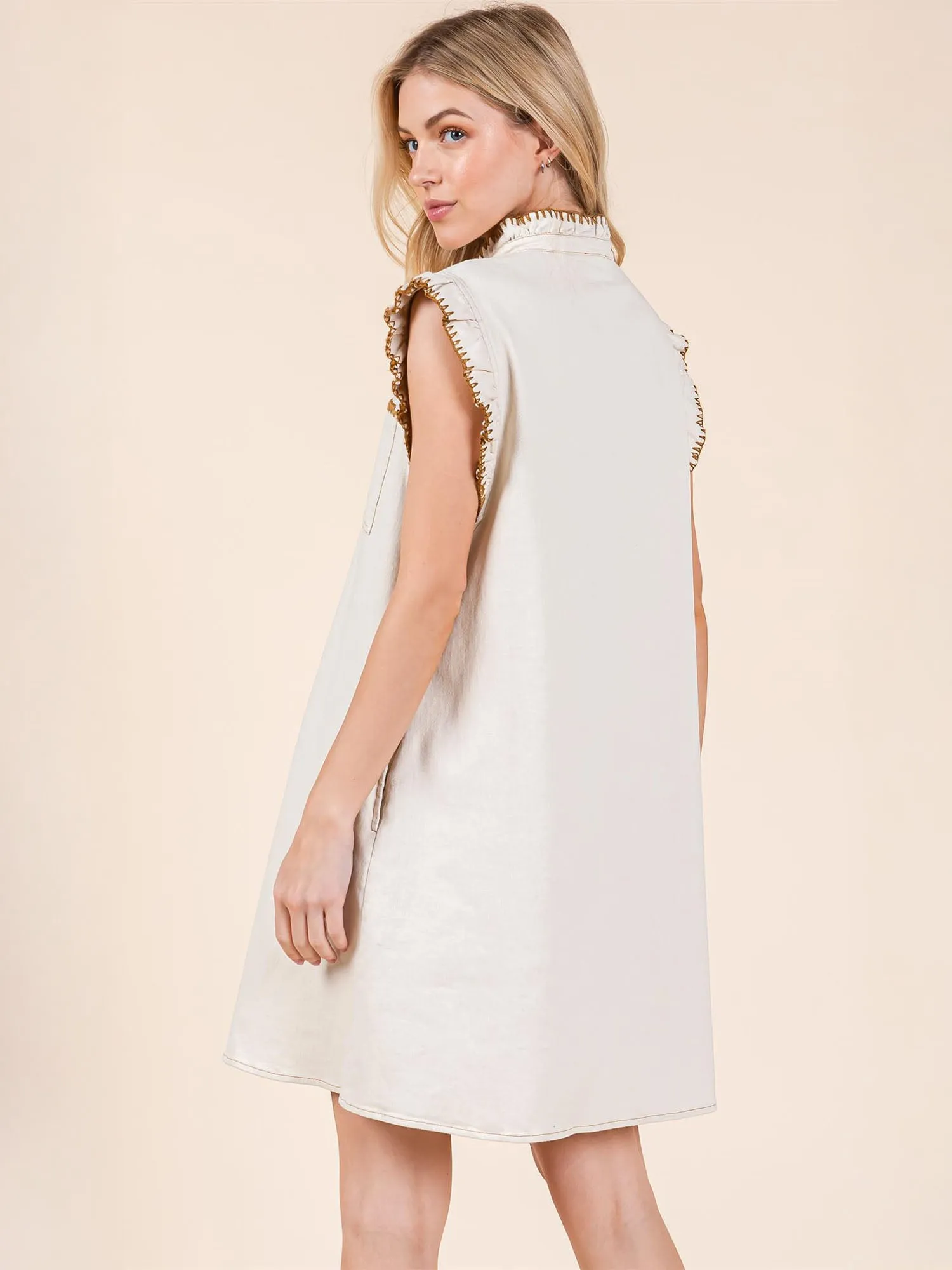 Button Down Shift Mini Dress
